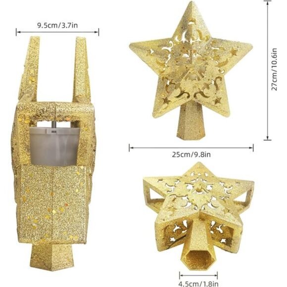 Christmas Tree Topper Projector, LED Star Tree Topper Light, Glitter - Picture 5 of 7